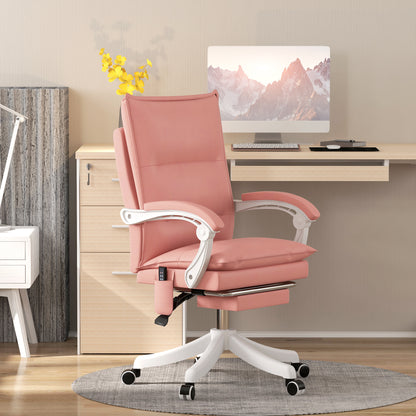 Vinsetto Vibration Massage Office Chair w/ Heat, Faux Leather Computer Chair w/ Footrest, Armrest, Reclining Back, Double-tier Padding Pink