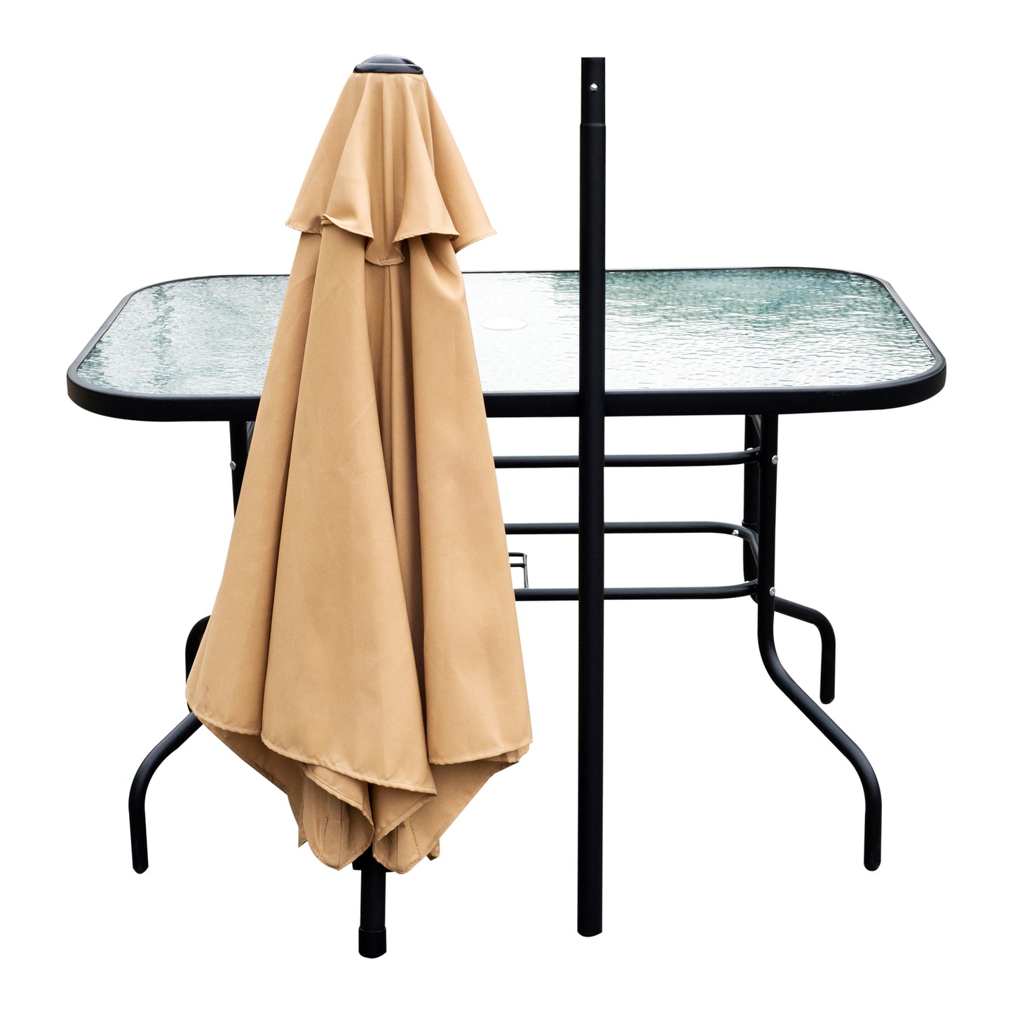 Outsunny 8 Pcs Dining Set W/Umbrella, Textilene-Beige