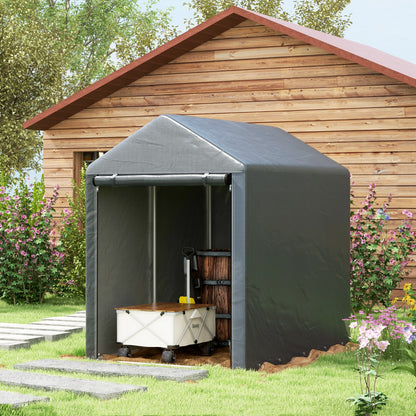 Outsunny 1.2 x 1.8m Garden Storage Shed Tent, Portable Shed with Roll-up Door for Motorcycle, Bike, Garden Tools