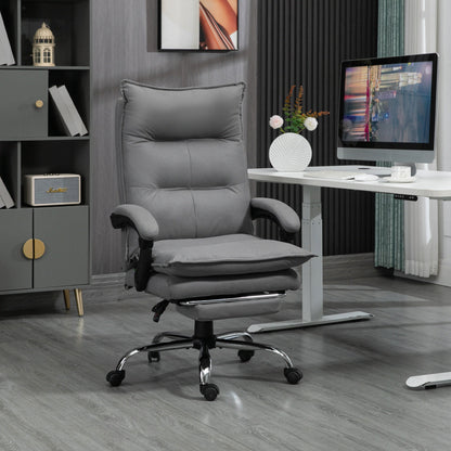 Vinsetto Microfibre Office Chair with Vibration Massage, Heat, Reclining Back, Footrest, Armrest, Double Padding, Grey