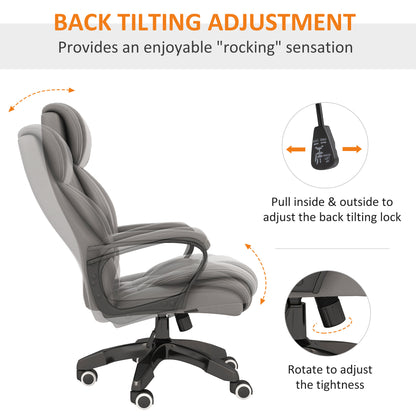 Vinsetto Executive Office Chair with 6-Point Massage, High Back Swivel Seat with Extra Padding, Ergonomic Tilt, Grey