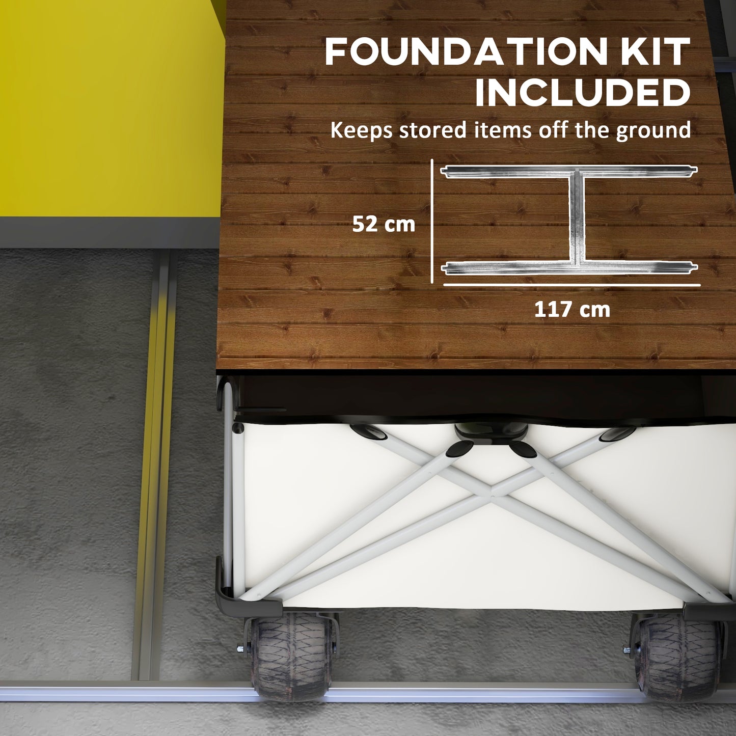 Outsunny 4 x 3ft Garden Shed with Foundation Kit, Polypropylene Outdoor Storage Tool House with Ventilation Slots and Lockable Door, Grey | Chahine & Milad UK