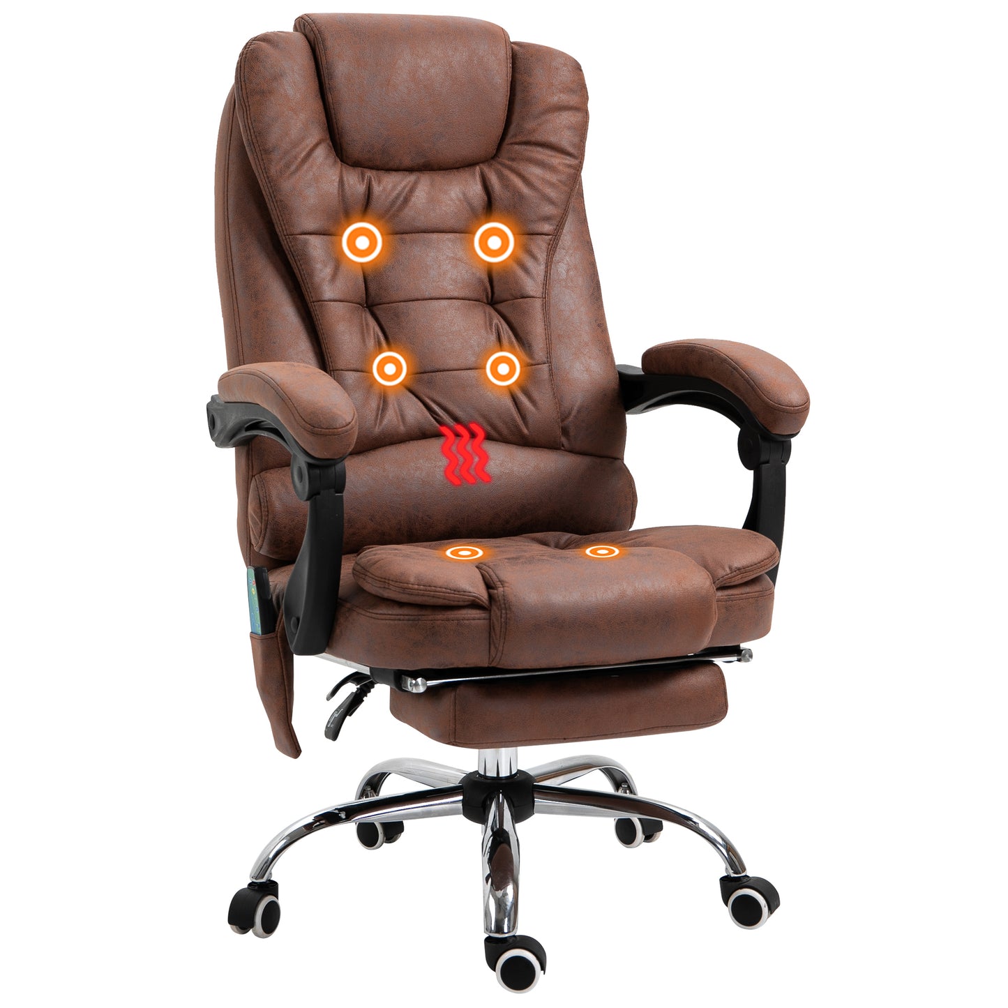 Vinsetto Heated 6 Points Vibration Massage Executive Office Chair Adjustable Swivel Ergonomic High Back Desk Chair with Footrest Brown