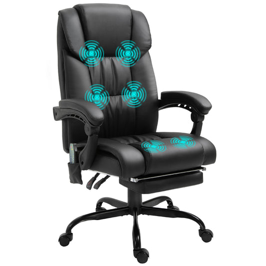 Vinsetto Racing Chair with 6-Point Massage, PU Leather, Electric Recliner, Adjustable Height and Angle, Black