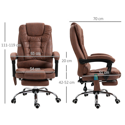 Vinsetto Heated 6 Points Vibration Massage Executive Office Chair Adjustable Swivel Ergonomic High Back Desk Chair with Footrest Brown