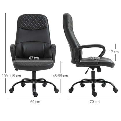 Vinsetto Massage Executive Chair: PU Leather, Vibration Function, Adjustable Lumbar Support, Black