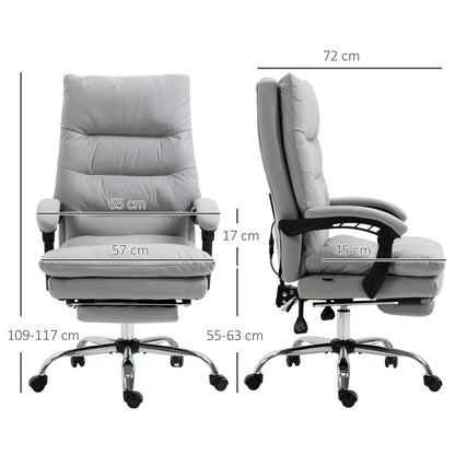 Vinsetto Vibration Massage Office Chair w/ Heat, Microfibre Computer Chair w/ Footrest, Armrest, Reclining Back, Double-tier Padding, Grey