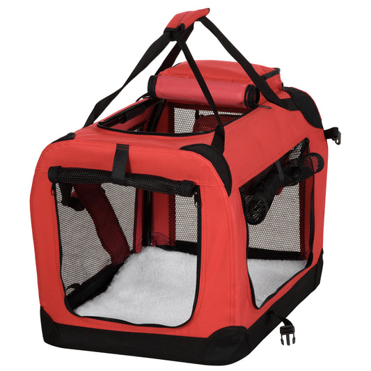 Pawhut Dog Carrier Bag Portable Cat Carrier Folding Dog Bag w/ PVC Oxford Cloth for Small and Miniature Dogs, 60 x 42 x 42 cm, Red