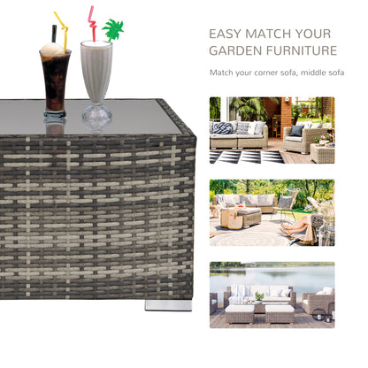 Outsunny Rattan Coffee Table Ready to Use Outdoor Furniture Suitable for Garden Backyard Deep Grey